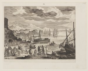 Spiaggia con pescatori e pescivendoli da Aegidius Sadeler II