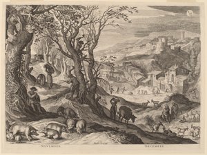Novembre e Dicembre da Aegidius Sadeler II after Paul Bril