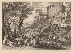Settembre e Ottobre da Aegidius Sadeler II after Paul Bril