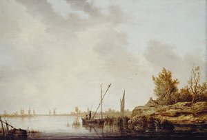 Scena fluviale con mulini a vento in lontananza, c.1640-42 da Aelbert Cuyp
