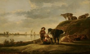 Bestiame in riva al fiume da Aelbert Cuyp