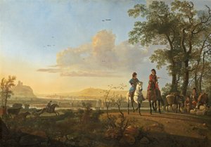 Cavalieri e mandriani con bestiame da Aelbert Cuyp