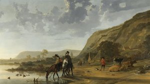 Paesaggio fluviale con cavalieri, 1653-7