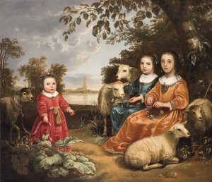 Tre ragazze con pecore in un paesaggio da Aelbert Cuyp