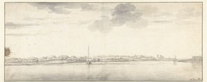Ampia veduta fluviale con navi su acque calme da Aelbert Cuyp