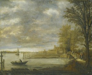 Veduta di Dordrecht da sud, in primo piano i cantieri di legname