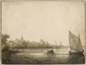Veduta di IJsselmonde vista attraverso il Nuovo Maas, c.1640