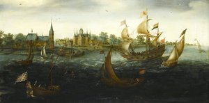 La Eendracht davanti a IJsselmonde da Aert Anthonisz
