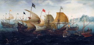 La battaglia di Cadice (navi olandesi e inglesi attaccano l