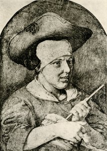 Donna con cappello di paglia e Rommelpot da Aert Cosyn