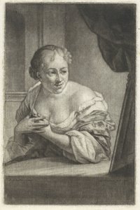 Donna davanti a uno specchio da Aert Schouman