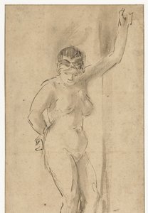 Nudo femminile in piedi con braccio alzato da Aert de Gelder (attributed to)