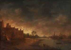 Veduta del fiume al chiaro di luna