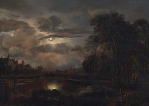 Paesaggio Notturno con Ponte da Aert van der Neer