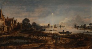 Veduta del fiume al chiaro di luna, c.1640-50