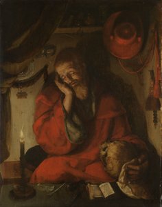 San Girolamo nel suo studio alla luce di una candela da Aertgen Claesz van Leyden (attributed to)