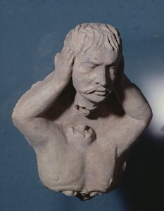 Demone che stacca la sua testa, stile greco-buddhista, da Hadda, I-IV secolo da Afghan School