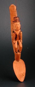 Figura di un uomo europeo seduto sul manico di un cucchiaio, Sud-Est Africa, fine XIX secolo da African