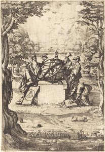 Frontespizio per la Sacra Cosmologia (Titolo con astrologi) da After Jacques Callot