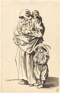 Madre e tre bambini da After Jacques Callot