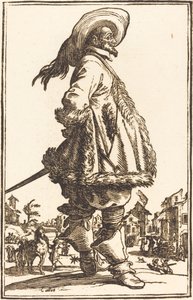 Nobile con mantello bordato di pelliccia, con le mani dietro la schiena da After Jacques Callot