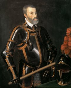 Tedesco: Imperatore Carlo V (1500-1558) in armatura, ritratto a mezzo busto dell