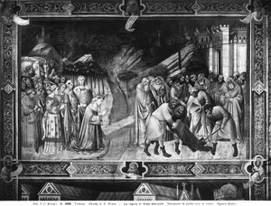 La regina di Saba adora la croce e Salomone seppellisce una delle travi della croce da Agnolo Gaddi