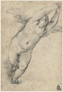 Putto volante con braccia sollevate da Agostino Carracci (attributed to)
