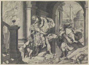 Enea fugge con la sua famiglia da Troia da Agostino Carracci