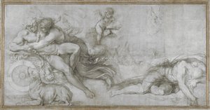 Cefalo rapito da Aurora nel suo carro Cartone per un affresco nella Galleria del Palazzo Farnese, Roma, c. 1599 da Agostino Carracci