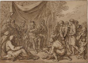 Prigionieri portati davanti a un comandante da Agostino Carracci