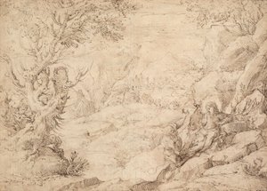 Paesaggio con La Tentazione di Cristo da Agostino Carracci
