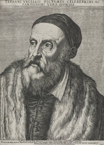 Ritratto di Tiziano, 1587 (incisione su carta vergata con filigrana) da Agostino Carracci