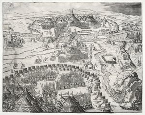 La posizione e il campo degli eserciti di Carlo V e Solimano II, 1532