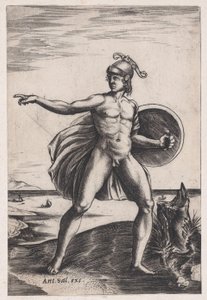 Un guerriero, ca. 1514-36 da Agostino Veneziano