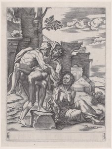 Ercole e Anteo, datato 1533 da Agostino Veneziano