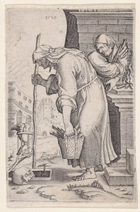 Vecchia che si avvicina alla tomba, datato 1528 da Agostino Veneziano
