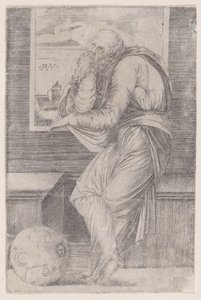Filosofo seduto vicino a una finestra da Agostino Veneziano