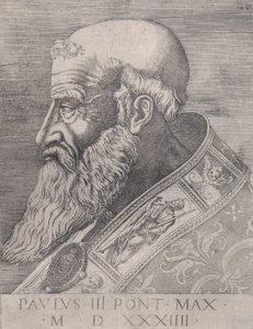Papa Paolo III, a capo scoperto, datato 1534 da Agostino Veneziano