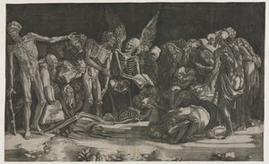 Scheletri, noto anche come Allegoria della Morte e della Fama da Agostino Veneziano