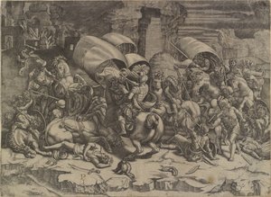 La battaglia tra Scipione Africano e i cartaginesi ("La bataille au coutelas") da Agostino Veneziano