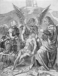 Il corpo di Cristo sostenuto da tre angeli, 1516 da Agostino Veneziano