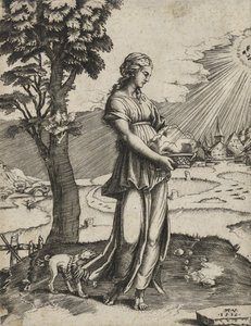 La Sibilla Cumana, 1516 (incisione su carta vergata) da Agostino Veneziano