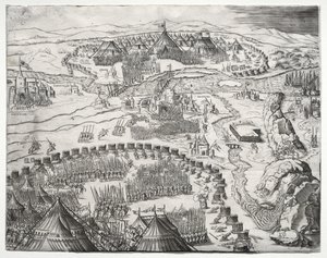 La Posizione e il Campo degli Eserciti di Carlo V e Solimano II da Agostino Veneziano