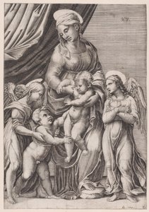La Vergine, il Bambino Gesù, il piccolo San Giovanni e due angeli da Agostino Veneziano