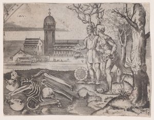Due uomini in un cimitero da Agostino Veneziano