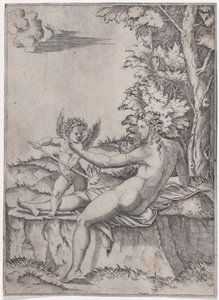 Venere e Eros, ca. 1514-36 da Agostino Veneziano