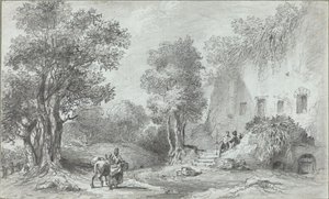 Paesaggio con contadini davanti a una locanda da Aignan Thomas Desfriches