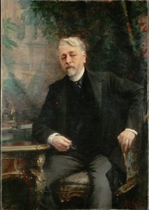 Gustave Eiffel, ingegnere, costruì la torre Eiffel a Parigi... (dipinto su tela)