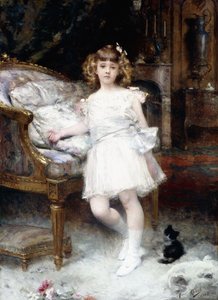 Ritratto di Janine Potin con un gattino, 1904 da Aimé Nicolas Morot